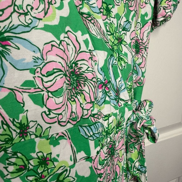 Lilly Pulitzer Floral Green and Pink Wrap Dress - Picture 4 of 5